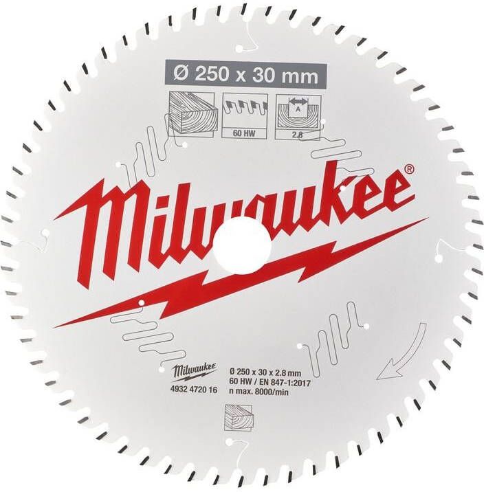 Milwaukee Accessoires Cirkelzaagblad MS W 250x30x2 8x60ATB 4932472016
