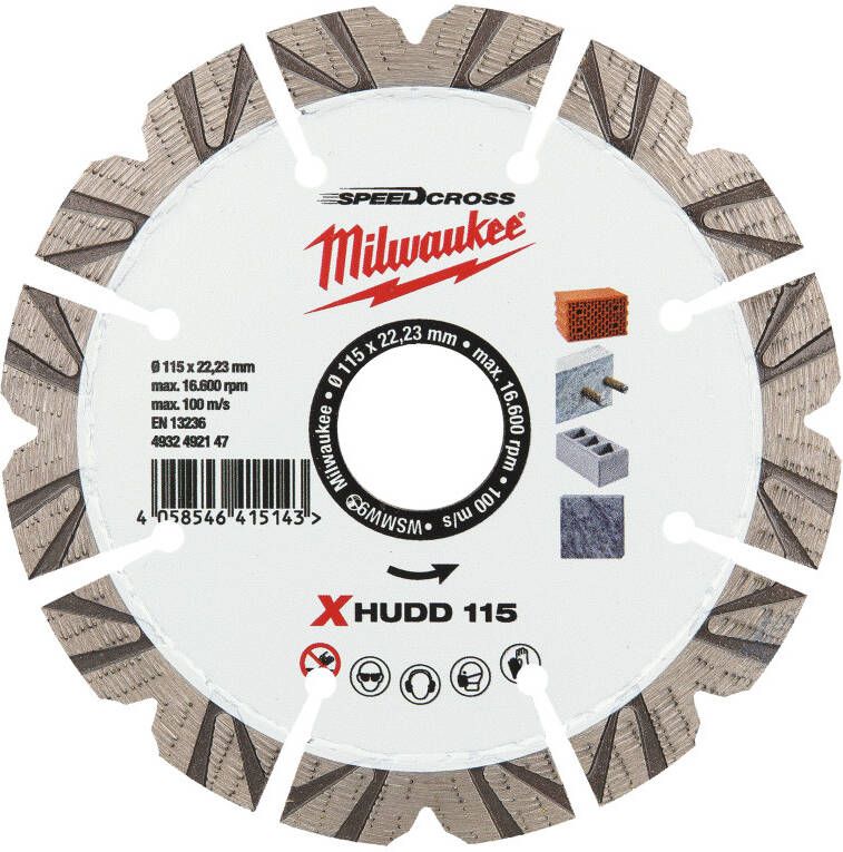 Milwaukee Accessoires Diamantslijpschijf SpeedCross Extreme HUDD 115mm 1 stuk 4932492147