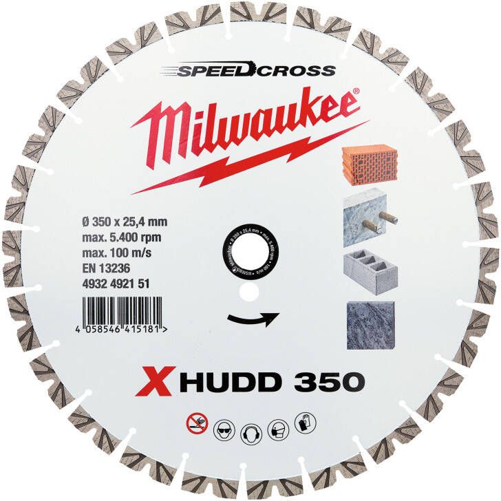 Milwaukee Accessoires Diamantslijpschijf SpeedCross Extreme HUDD 350mm 1 stuk 4932492151