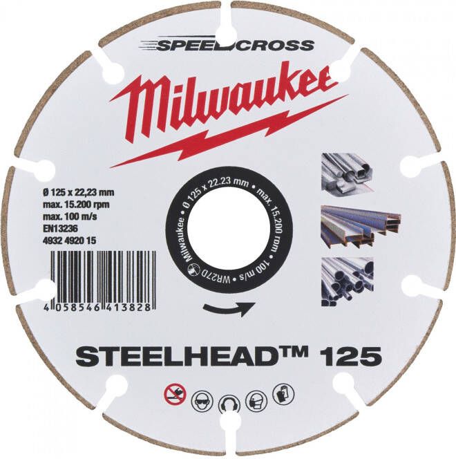 Milwaukee Accessoires Diamantslijpschijf x SpeedCross Steelhead™ 125mm 1 stuk 4932492015