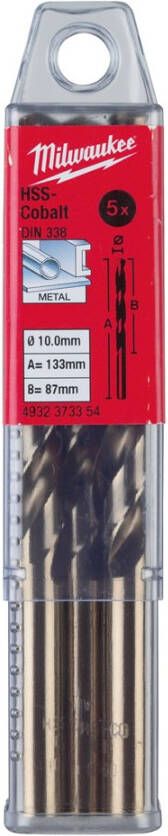 Milwaukee Accessoires HSS-G Co metaalboor 10 5 x 133 mm (5 stuks) 4932373355