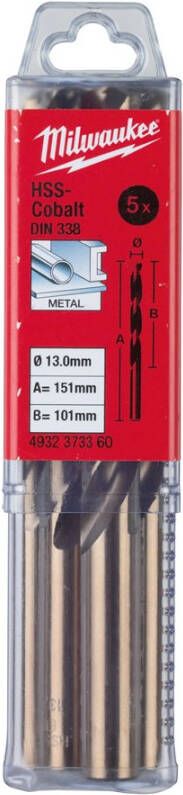 Milwaukee Accessoires HSS-G Co metaalboor 13 x 151 mm (5 stuks) 4932373360