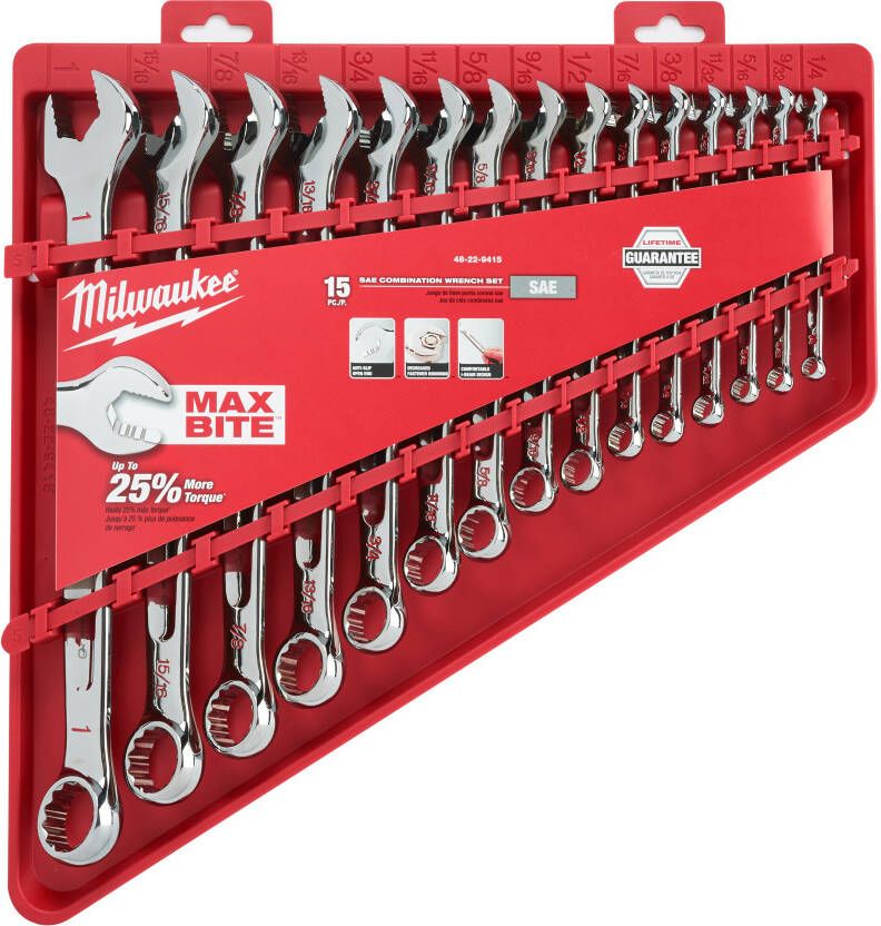 Milwaukee Accessoires MAX BITE 15pc Imperial Ratel Steeksleutel set 4932464996