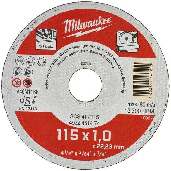 Milwaukee Accessoires metaaldoorslijpschijf Baliedisplay SCS 41 115 (1) (200 st.) 4932451475