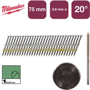 Milwaukee Accessoires Nagels ronde kop 20° 75mm RS B SC1 | 2.000 stuks 4932492588