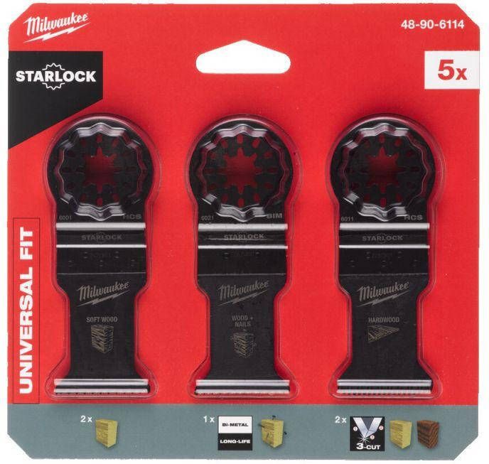 Milwaukee Accessoires OMT Starlock | Hout bladenset | 5-delig 48906114