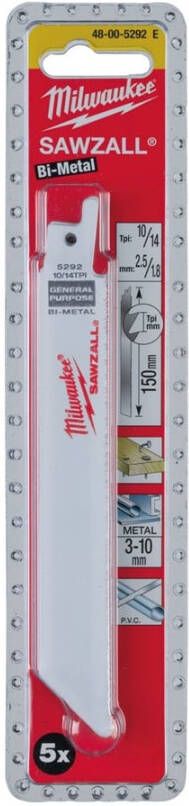 Milwaukee Accessoires reciprozaagbladzaagblad 150 2 5 mm (50 stuks) 48016292