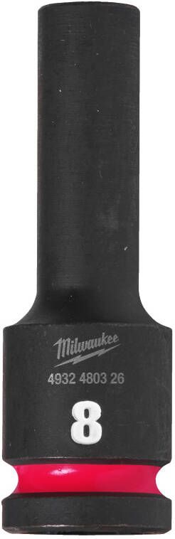 Milwaukee Accessoires SHOCKWAVE Krachtdop 1 2" lang 8 mm | 1 stuk 4932480326