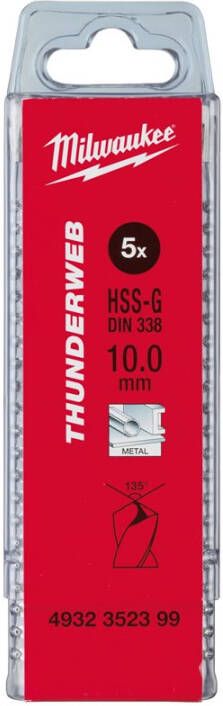 Milwaukee Accessoires Thunderweb HSS-G metaalboor 10 5 x 133 x 87 mm (5 stuks) 4932352400
