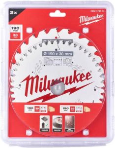 Milwaukee Accessoires Cirkelzaagblad 190 x 30 mm Twin Pack (2-delig) 4932479574