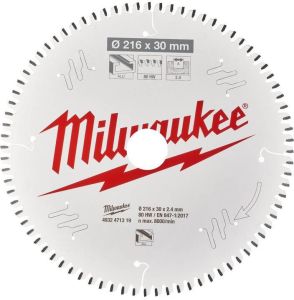 Milwaukee Cirkelzaagblad MS Alu216x30x2 4x80TF neg. 4932471319