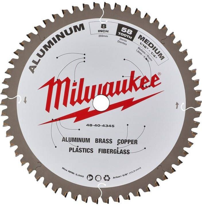 Milwaukee Accessoires Cirkelzaagblad P Alu 203x5 8x2 4x58 48404345