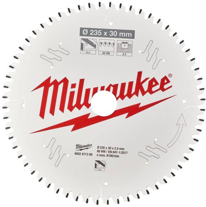 Milwaukee Accessoires Cirkelzaagblad P Alu235x30x2 4x60TF neg. 4932471309