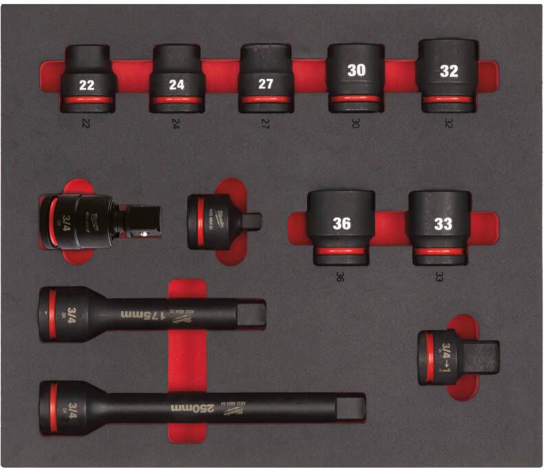 Milwaukee Doppenset | Foam inlay | 3 4" | 12-delig 4932493396