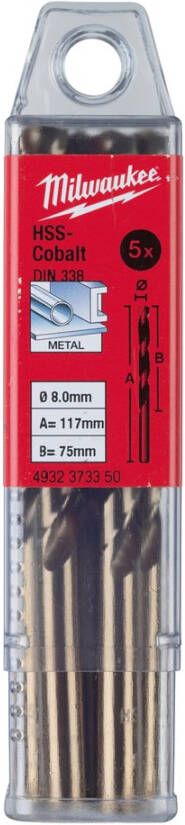 Milwaukee HSS-G Co metaalboor 9 5 x 125 mm (5 stuks)