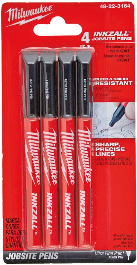 Milwaukee Accessoires INKZALL Fine Tip Black Pens 4pc 48223164