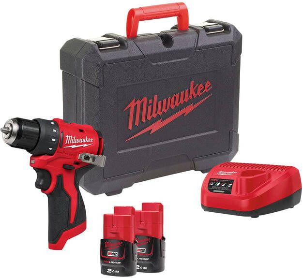 Milwaukee M12 BLDDRC-202C Accu-schroefboormachine | 12V | Incl. 2x 2.0Ah en lader in koffer 4933499686