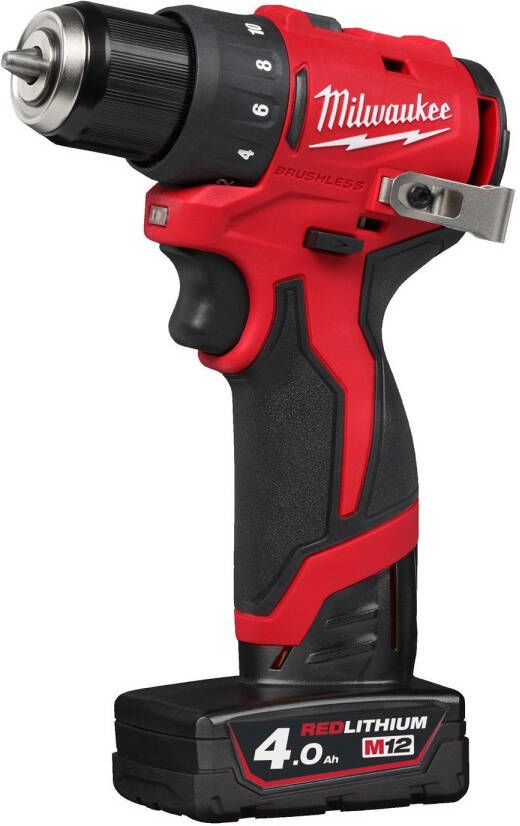 Milwaukee M12 BLDDRC-402C Compacte Accu-schroefboormachine | 12V | Incl. 2x 4.0Ah en lader in koffer 4933499688