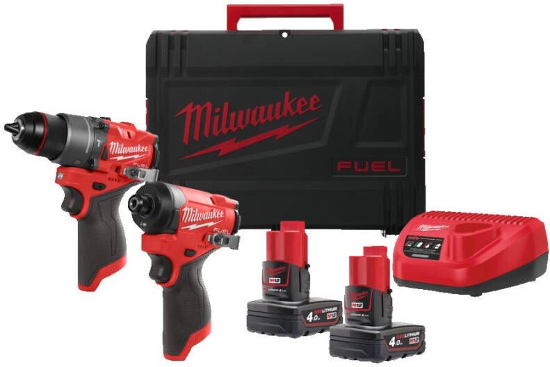 Milwaukee M12 FPP2A2-402X | M12 FUEL powerpack (M12 FPD2 M12 FID2 2 x M12 B4 accu 1 x C12C lader 1 xHD Box) 4933480587