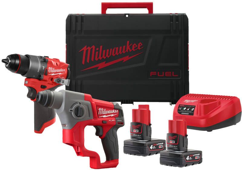 Milwaukee M12 FPP2F2-402X | M12 FUEL powerpack (M12 FPD2 M12 CH 2 x M12 B4 accu 1 x C12C lader 1 xHD Box) 4933480590