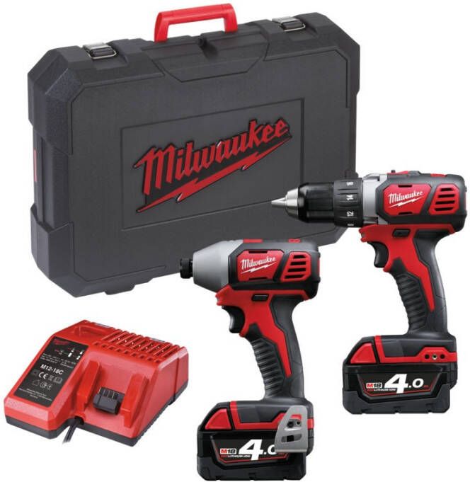 Milwaukee M18 BPP2D-402C Powerpack (M18BDD+M18BID+(2) 4.0Ah 18V+(1) M1218 lader+koffer) 4933447126