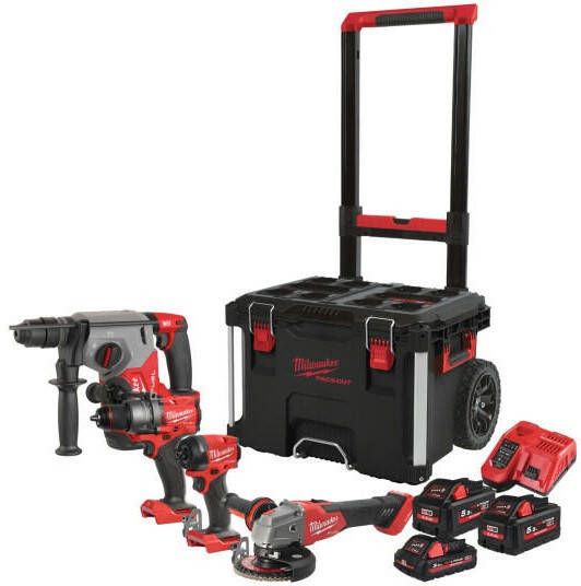 Milwaukee M18 FPP4E-555T | Powerpack 4-kit | (M18FPD3 FID3 FHX ONEFSAG125XB 2 x 5 1 x 3 0Ah)