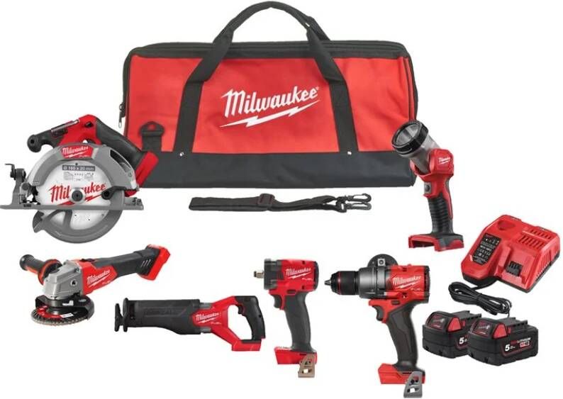 Milwaukee M18 FPP6H3-502B M18 FUEL™Power Pack | 6 machines | 18V | 5.0 Ah Li-Ion | In Tas 4933498659