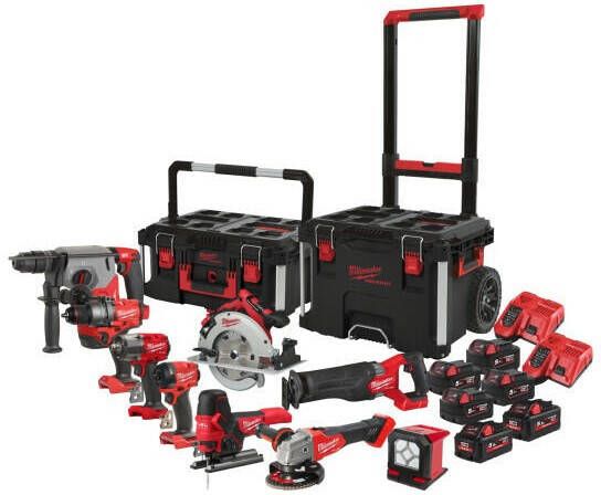 Milwaukee M18 FPP9A-555T | Powerpack 9-kit | 6 accu&apos;s + 2 laders | in Box Trolley