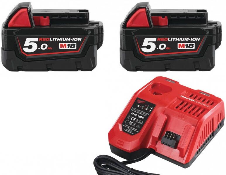 Milwaukee M18 NRG-502 Multilader M12-18 FC + 2x M18 5.0 Ah accu