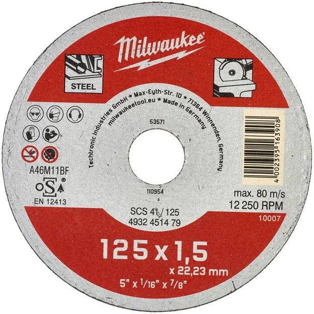 Milwaukee Accessoires metaaldoorslijpschijf SCS 41 125 (1 5) 25 stuks 4932451479