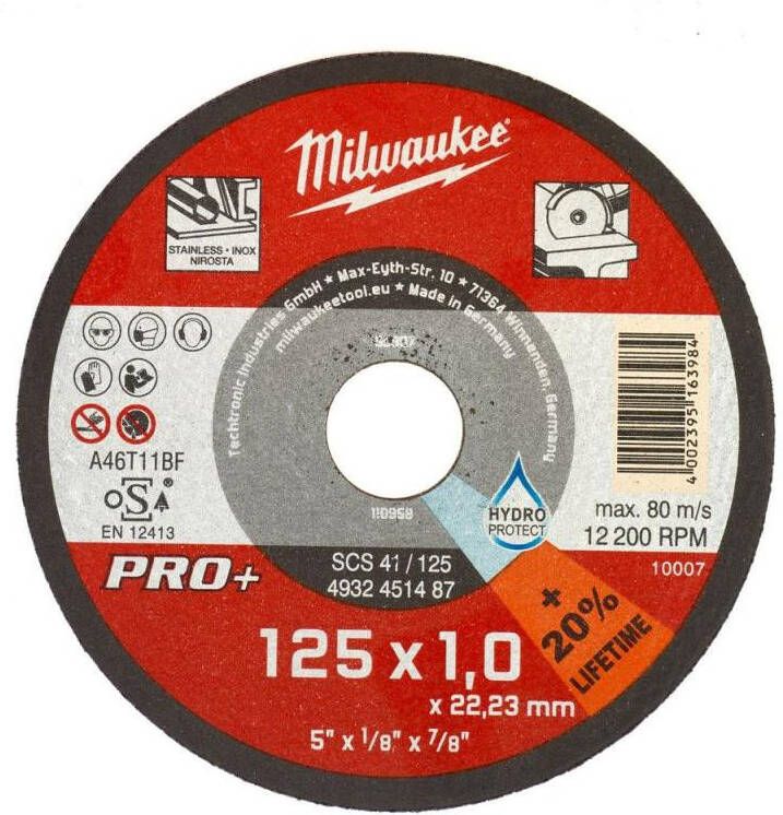 Milwaukee Accessoires Metaaldoorslijpschijf SCS41 125 x 1 mm PRO+ 50 stuks 4932451487