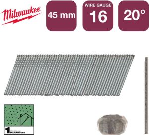 Milwaukee Accessoires Nagels 16G 20° 45mm G SC1 | 2.000 stuks 4932492584