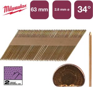 Milwaukee Accessoires Nagels D-kop 34° 63x2 8mm RS G SC2 | 2.200 stuks 4932492607