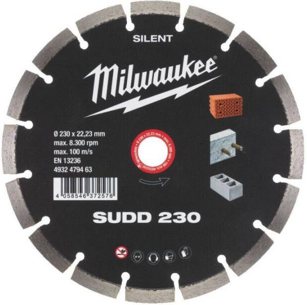 Milwaukee Accessoires Premium Silent Diamantschijf SUDD 230mm | 1 stuk 4932479463