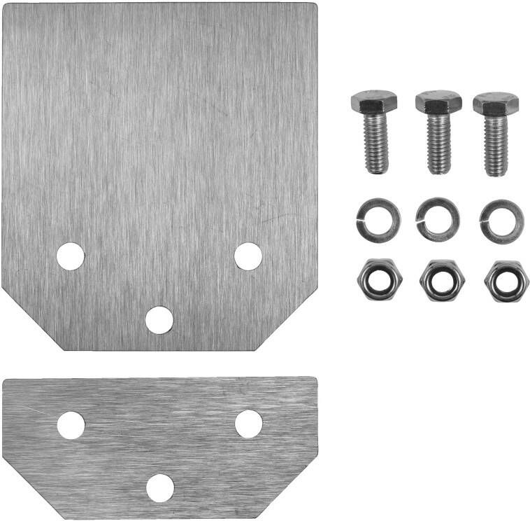 Milwaukee Reserve | 1 mm dik blad 100x110mm | Bevestigingsplaat 98x54x1mm | 3 x bouten M8x20 | 3 x moeren M8 | 3 x ringen M8 4932480543