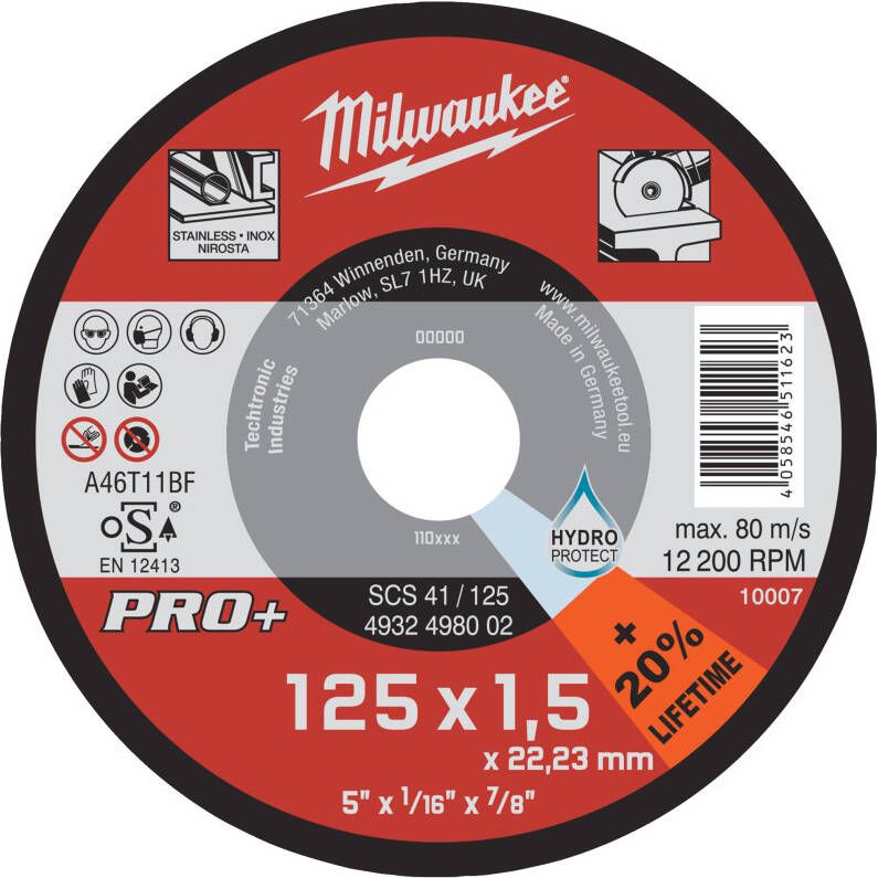 Milwaukee SCS 41 125 Dunne Metaaldoorslijpschijven PRO+ 4932498002