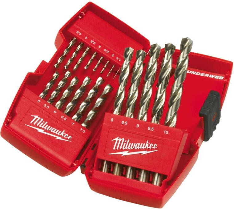 Milwaukee Accessoires Set Thunderweb HSS-G metaalboren in kunststof cassette (19-delig) 4932352374