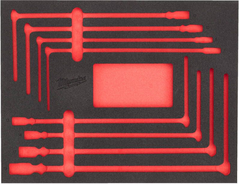 Milwaukee Vervangende Foam Inlay voor T-dopsleutel Set met Cardangewricht | 10-delig 4932499296