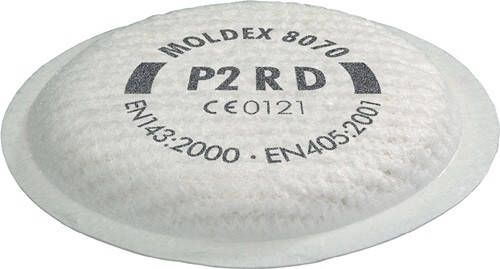 Moldex Deeltjesfilter | EN 143:2000 + A1:2006 P2 R D | v. serie 8000 | 8 stuks 807001