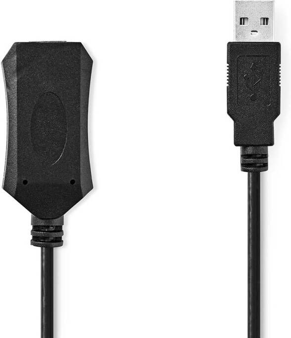 Nedis Actieve USB-Kabel | USB 2.0 | USB-A Male | USB-A Female | 480 Mbps | 5.00 m | Rond | Vernikkeld | PVC | Koper | Label CCGL60EXTBK50