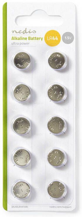 Nedis Alkaline-Batterij LR44 | 1.5 V DC | 10 stuks | Zilver | 1 stuks BAAKLR4410BL