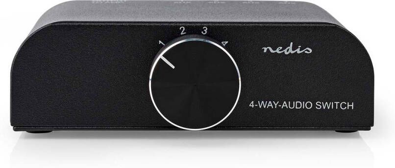 Nedis Analoge Audio-Switch | 4-Poorts poort(en) | Input: 1x 3 5 mm Audio-Input 3x (2x RCA Female) | Output: 1x (2x RCA Female) | Manueel | Metaal |