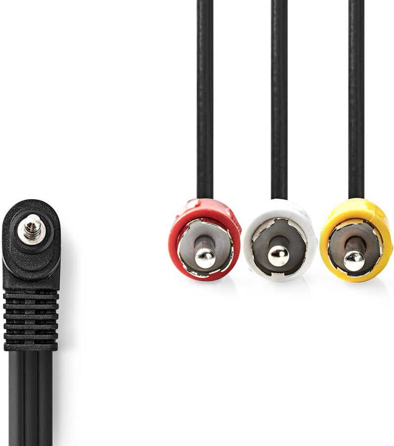 Nedis Audio-Videokabel | 3 5 mm Male | 3x RCA Male | Vernikkeld | 1.00 m | Rond | PVC | Zwart CVGL22400BK10