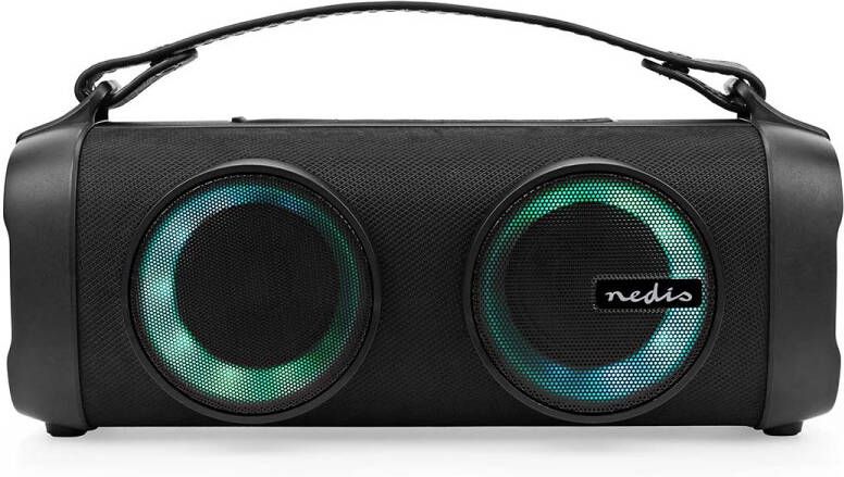 Nedis Bluetooth Party Boombox | 5 uur | 2.0 | 24 W | Media afspeelmogelijkheden: AUX USB | Koppelbaar | Handgreep | Feestverlichting | Zwart