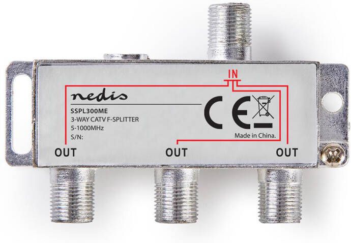 Nedis CATV-Splitter | 5-1000 MHz | 6.8 dB | Zink Legering | 1 stuks SSPL300ME
