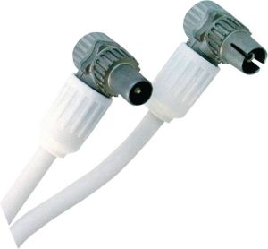 Nedis Coaxkabel Coax Male (IEC) naar Coax Female (IEC) Haaks 5 m Wit | 1 stuks 695020444