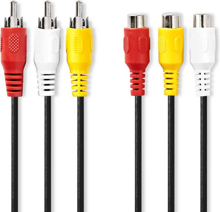 Nedis Composiet Videokabel | 3x RCA Male | 3x RCA Female | 2 m | 1 stuks CVGP24305BK20