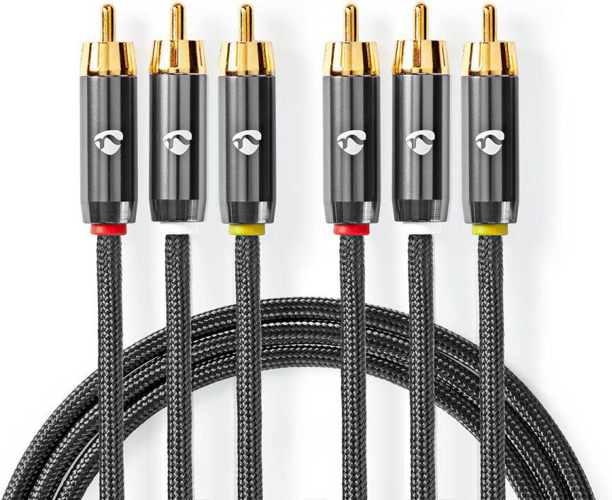 Nedis Composiet Videokabel | 3x RCA Male | 3x RCA Male | 2 m | 1 stuks CVTB24300GY20