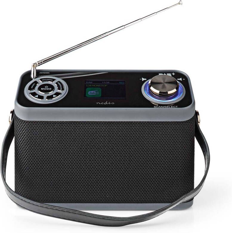 Nedis DAB+ Radio | Tafelmodel | DAB+ FM | 2.4 " | Kleurenscherm | Batterij Gevoed Netvoeding | Digitaal | 24 W | Bluetooth RDDB5200BK