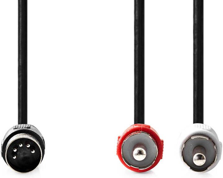 Nedis DIN-Audiokabel | DIN 5-Pins Male | 2x RCA Male | Vernikkeld | 1.00 m | Rond | PVC | Zwart | Label CAGL20200BK10